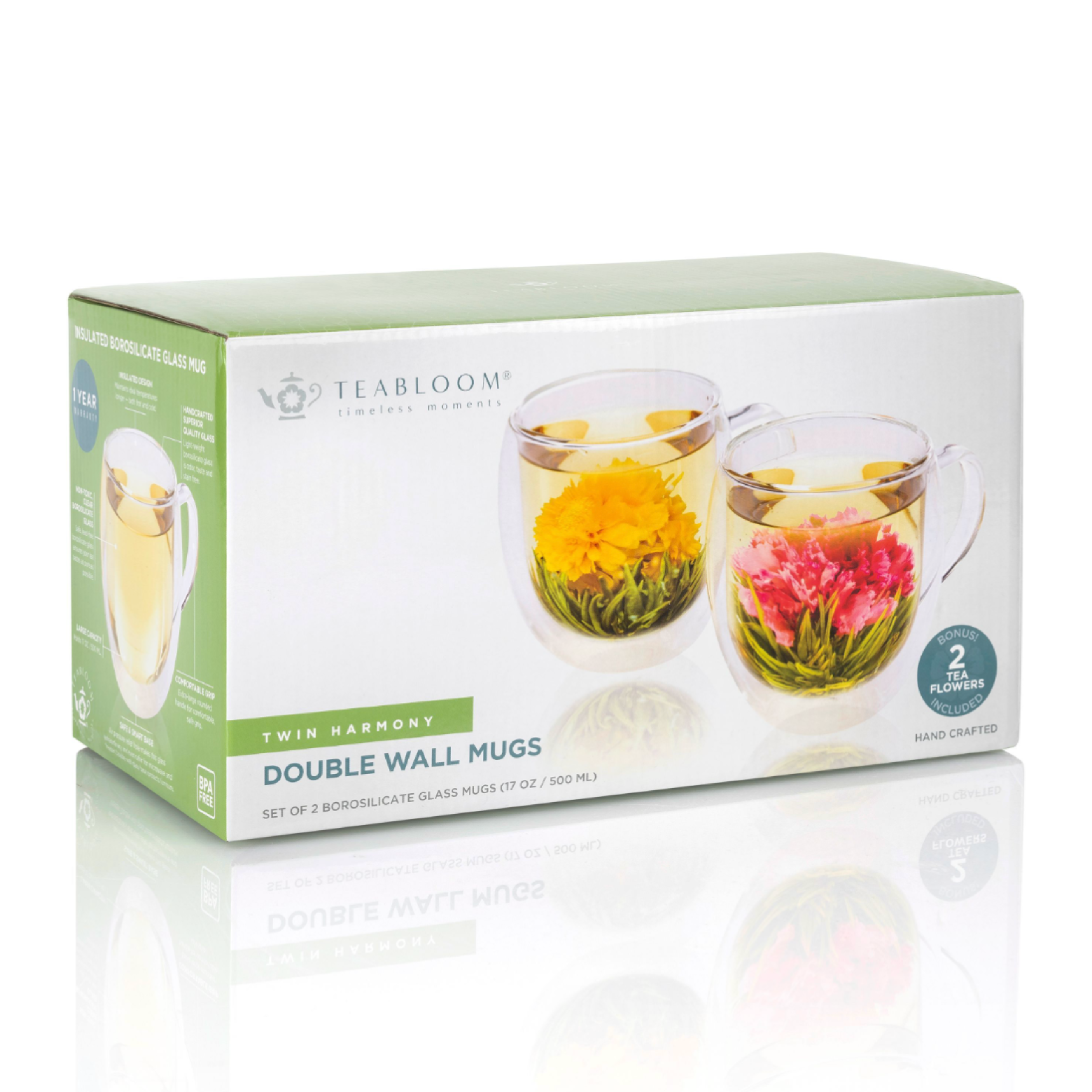 Teabloom Glass Mugs Set of 2